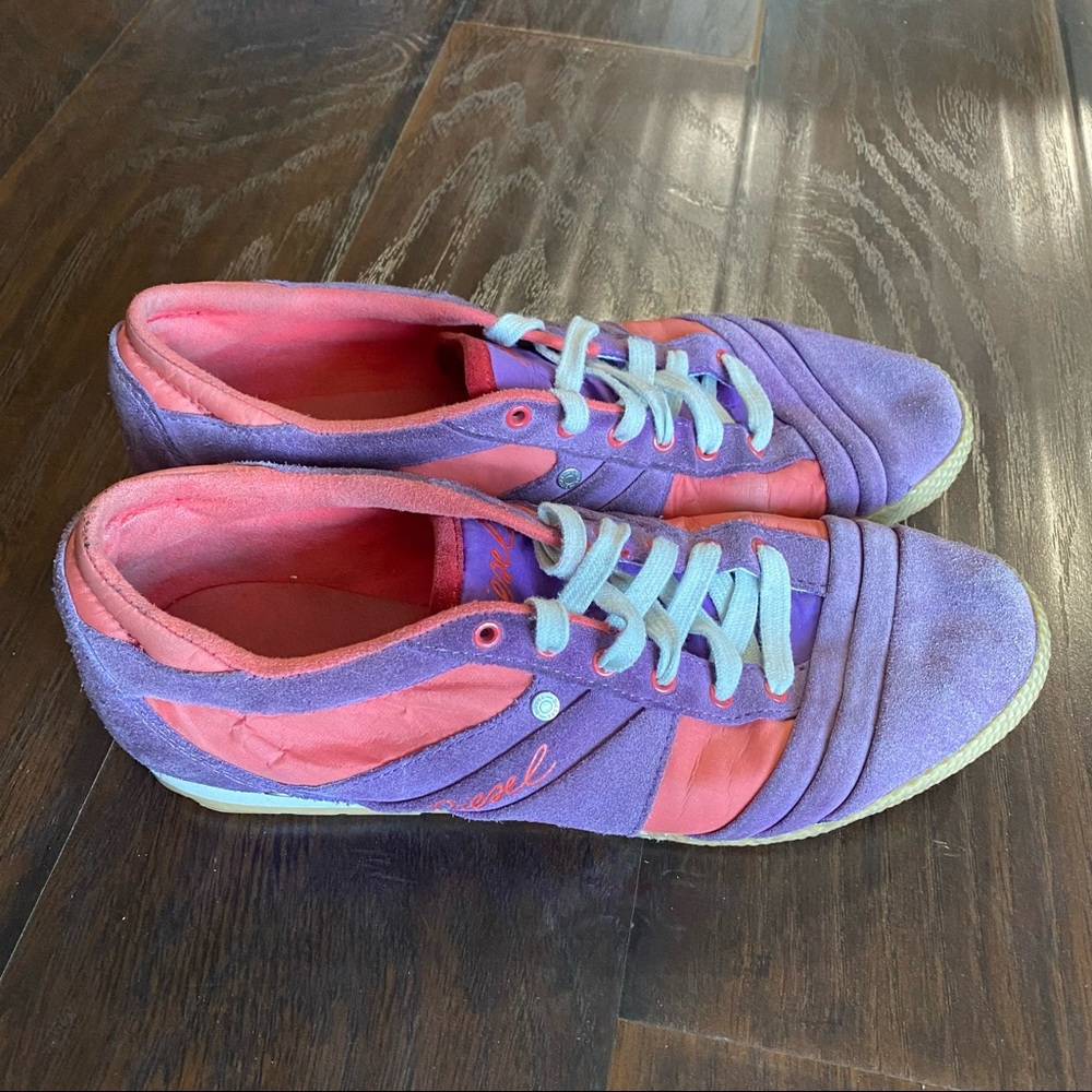 Diesel Pink and Purple Retro Sneakers